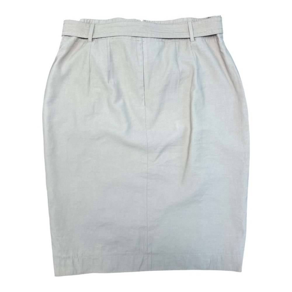 Ann Taylor Tan Khaki Cotton Sateen Pencil Skirt Button Detail & Belt Size 12 - Picture 12 of 13